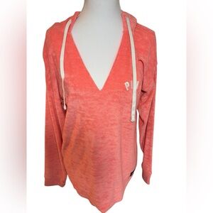 Victoria’s Secret PINK Coral V-Neck Hoodie Pullover Sweatshirt Size XS